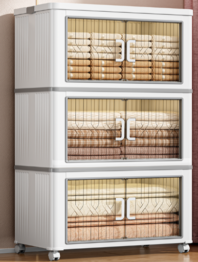 Three Plastic storage boxes with double doors and lid – 66 × 40.5 × 41 cm