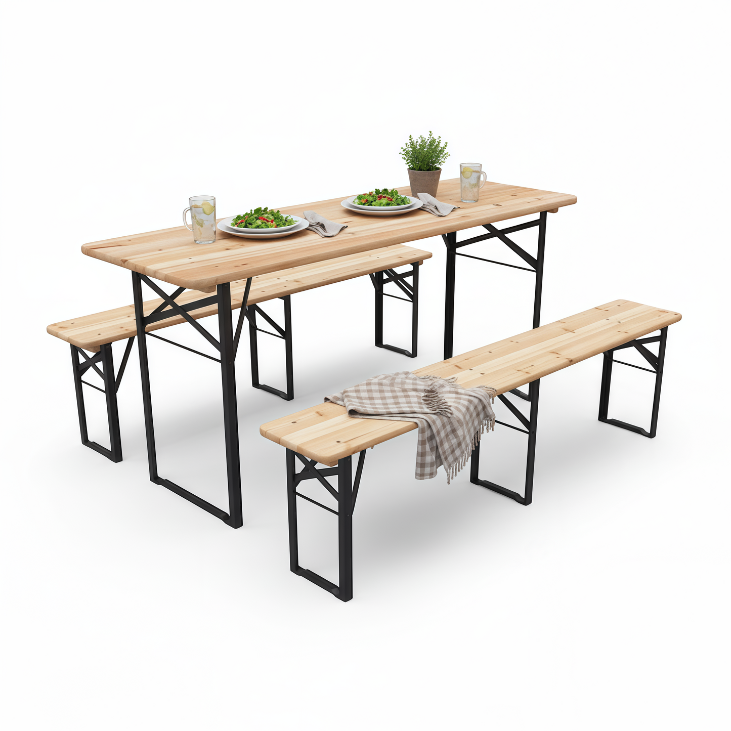 Gasilska miza z dvema klopema komplet – dimenzija 180 x 60 x 76 cm