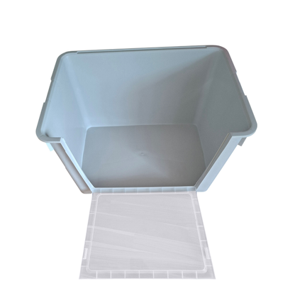 Plastična škatla za shranjevanje XL s pokrovom in stranskimi vrati – 58 × 41 × 36 cm